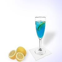 Blue Champagne in a champage glass