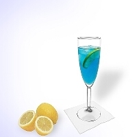 Blue Champagne in a champage glass