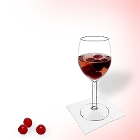 Cherry punch in a red wine glass.